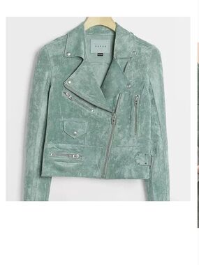 Blank NYC Mint Green Suede Moto Jacket